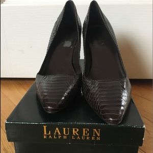 Lauren Ralph Lauren Dark Brown Textured Heels